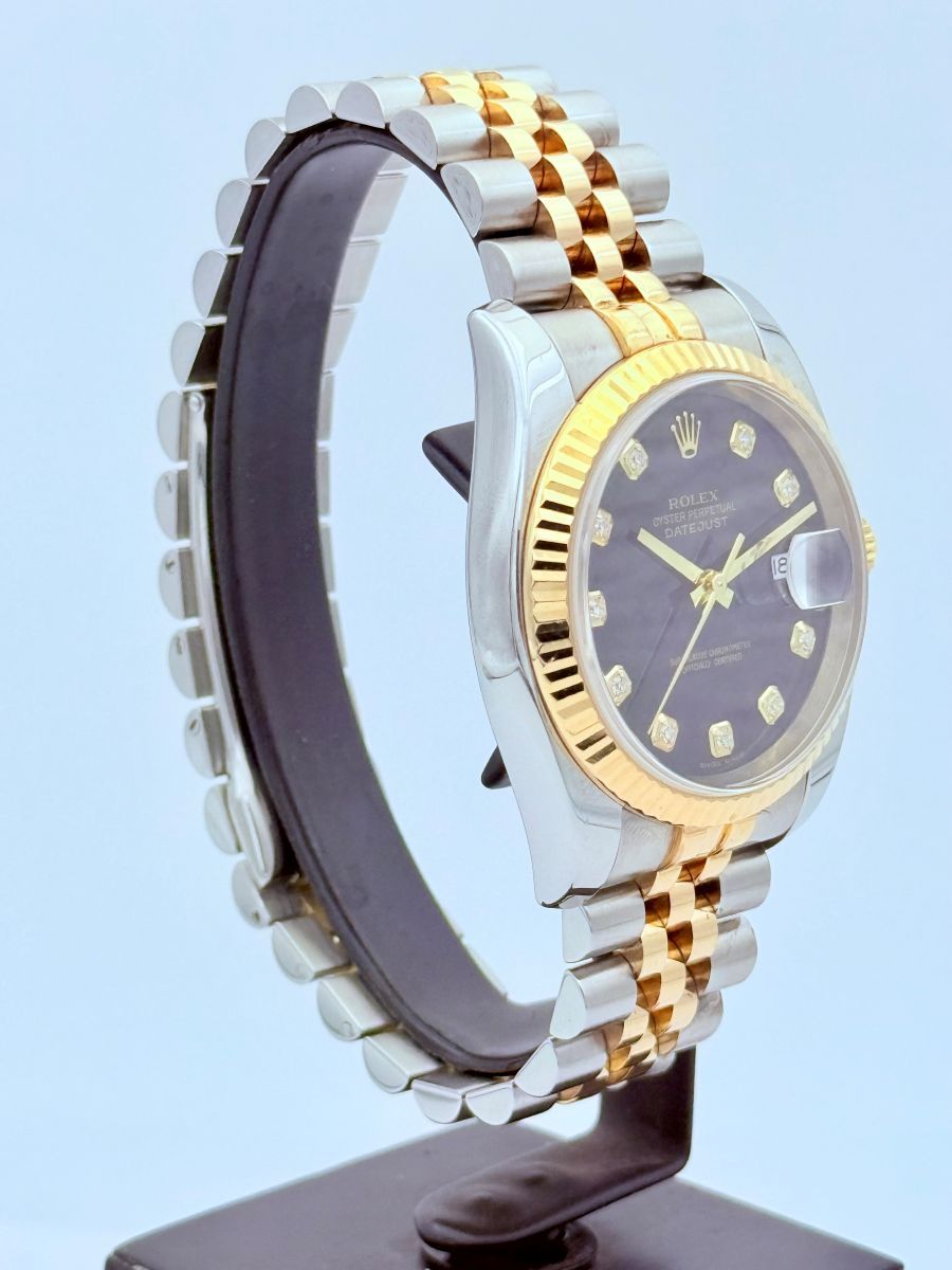 Rolex Datejust 36 Bicolore Oro Giallo e Acciaio con Quadrante Nero Diamantato e Bracciale Jubilee
