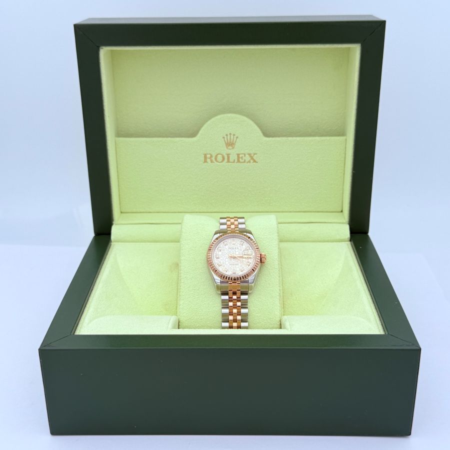 Rolex Lady-Datejust 26 Everose Rolesor Quadrante con Diamanti Full set