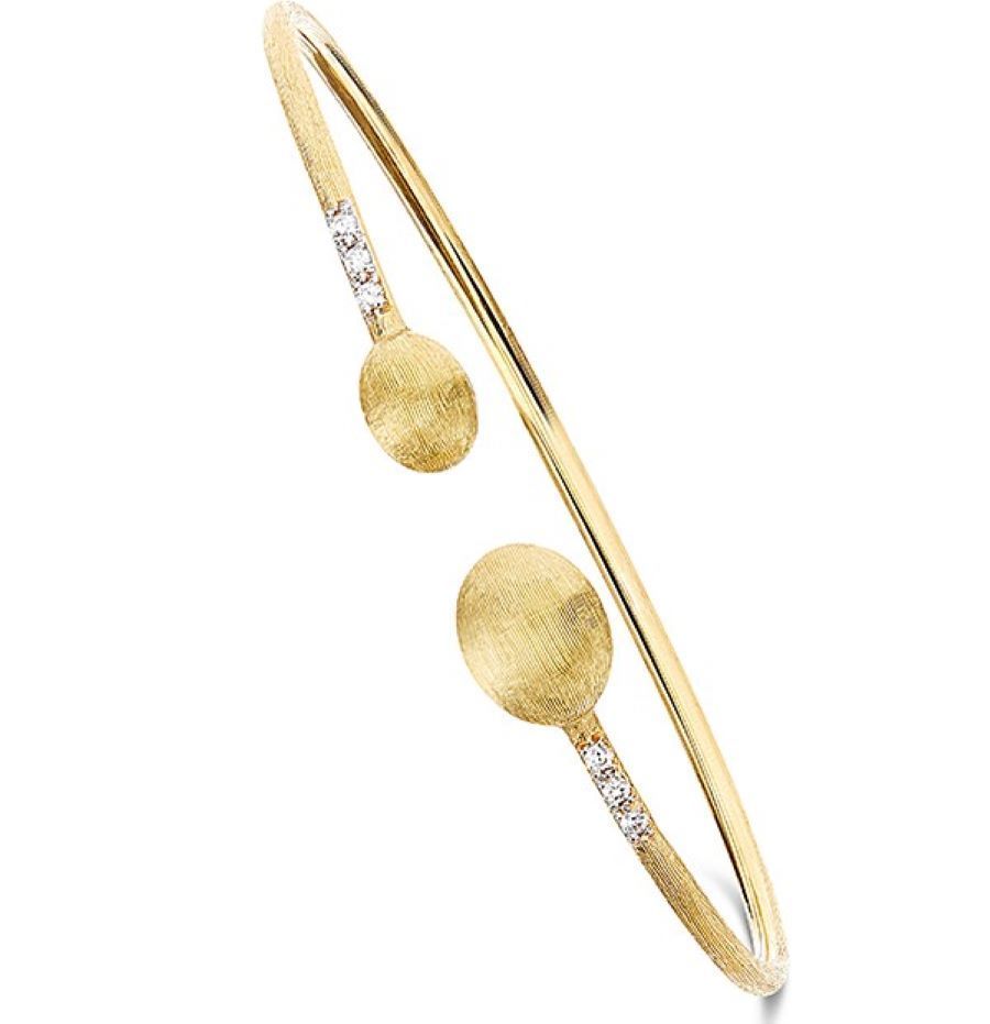 Bracciale a Schiava Dancing Elite inciso a mano in oro bianco 18k e diamanti