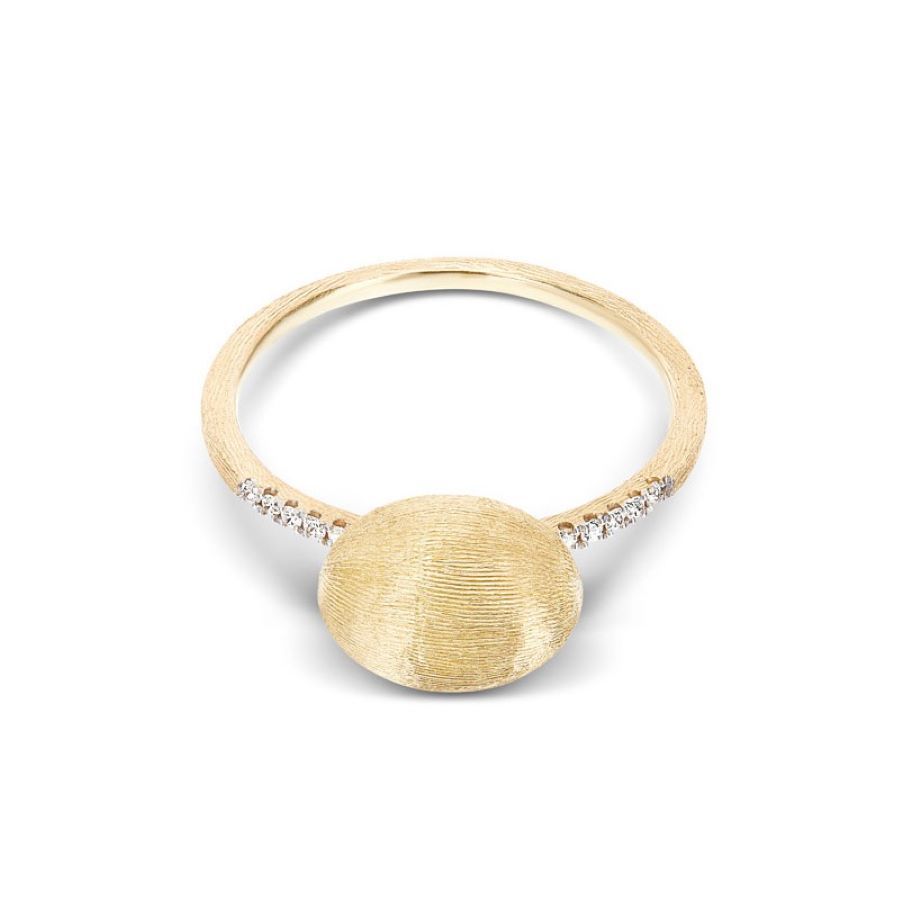 Anello "Dancing Élite" con Boule in Oro Incisa a Mano e Pavé di Diamanti (Piccolo)