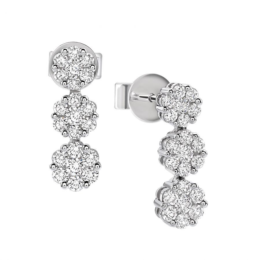 Orecchini Trilogy Scalare Giorgio Visconti in Oro Bianco e Diamanti con Contorno