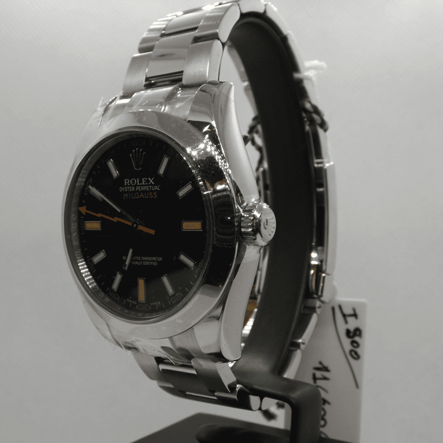 Rolex Oyster Perpetual Milgauss 116400GV Quadrante Z-Blue Vetro Verde