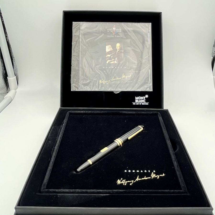 Montblanc Meisterstück Mozart Penna Stilografica Edizione Speciale in Resina Nera e Dettagli Dorati - Full Set NOS