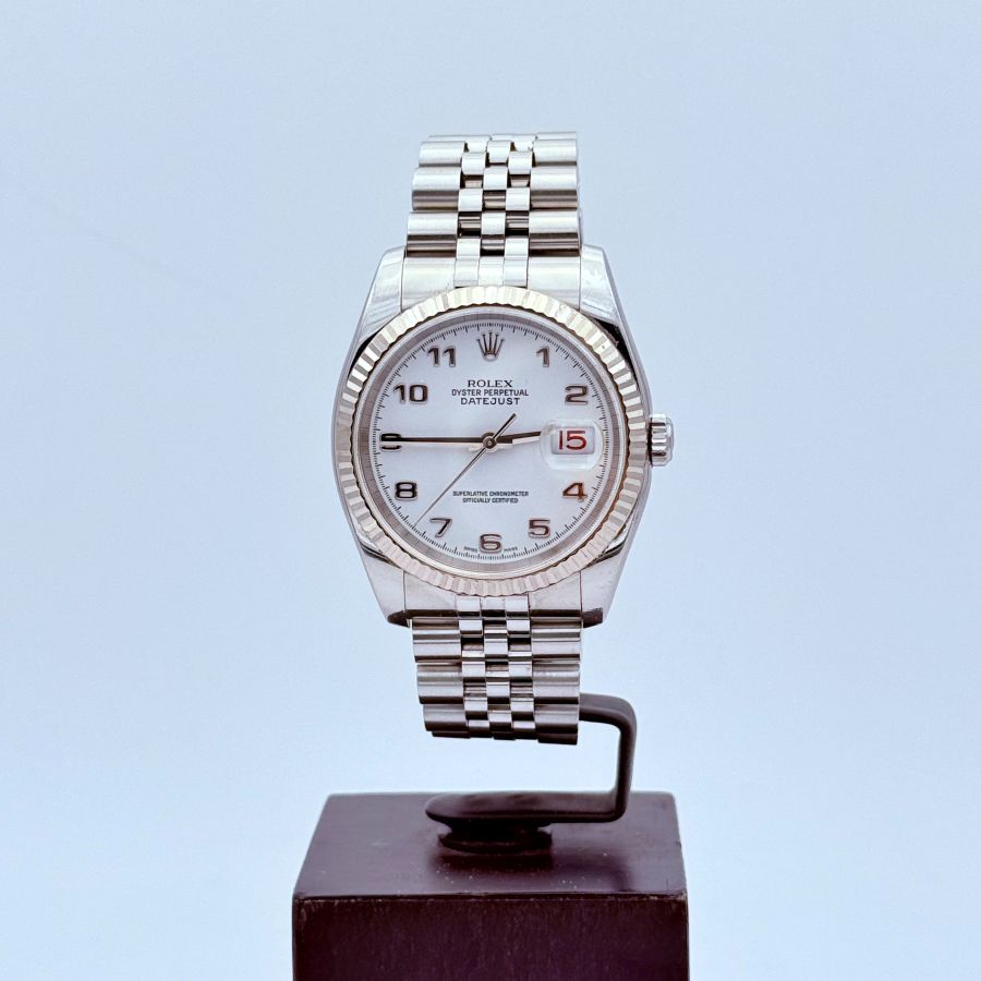 Rolex Datejust 36mm Acciaio e Oro Bianco Quadrante Bianco Numeri Arabi Bracciale Jubilee