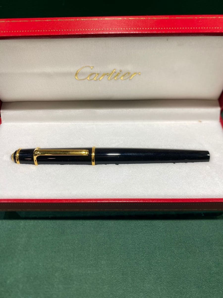 Cartier Stylo M Diablo - Penna Stilografica in Resina Nera con Dettagli Platinati e Zaffiro