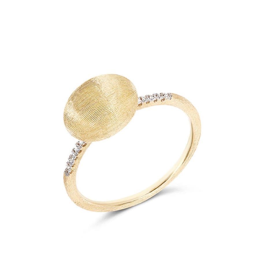 Anello "Dancing Élite" con Boule in Oro Incisa a Mano e Pavé di Diamanti (Piccolo)