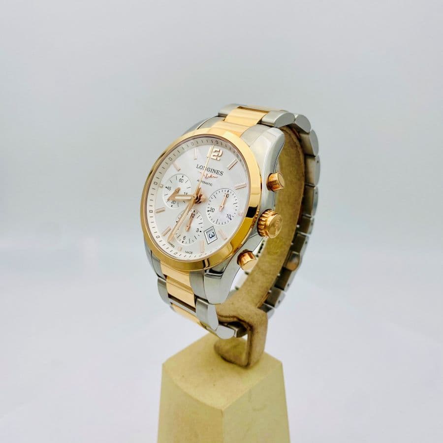 Longines Conquest Classic Cronografo Automatico Acciaio e Oro Rosa