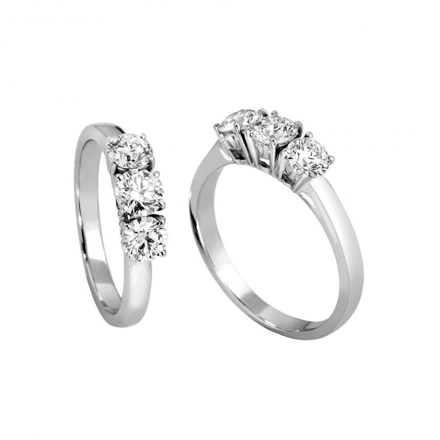 Anello Trilogy Giorgio Visconti in Oro Bianco 18k con Diamanti Taglio Brillante