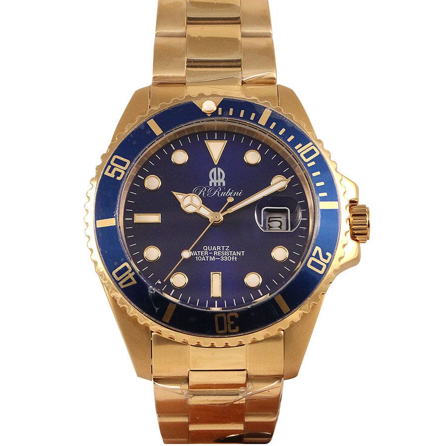 RRubini Orologio Sportivo Placcato con Quadrante Blu