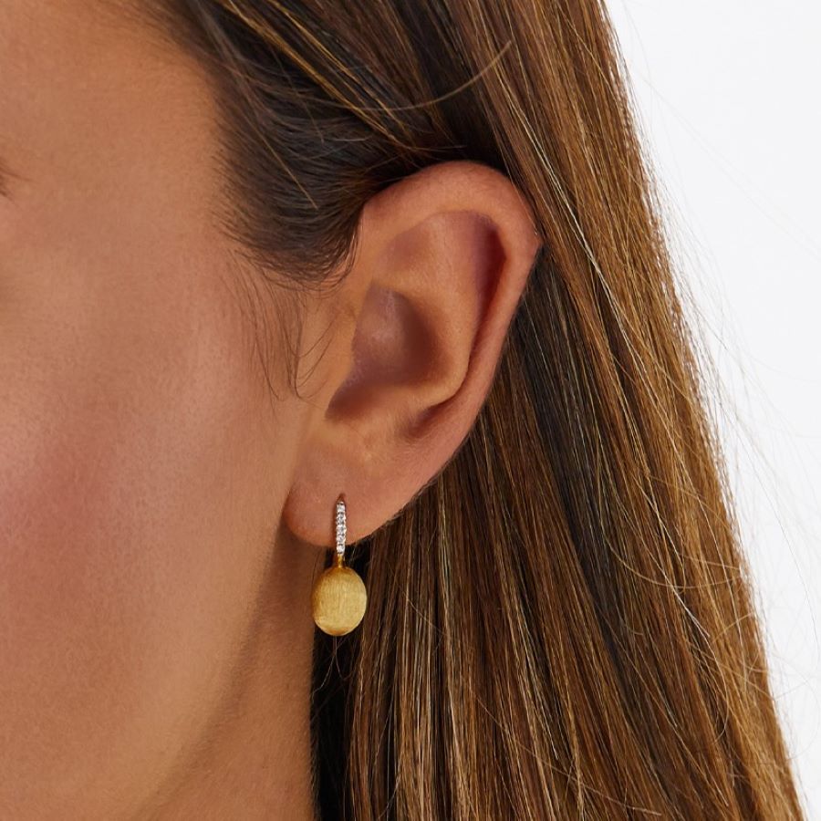 Orecchini Baby Ciliegine in Oro Giallo 18k con Diamanti Naturali