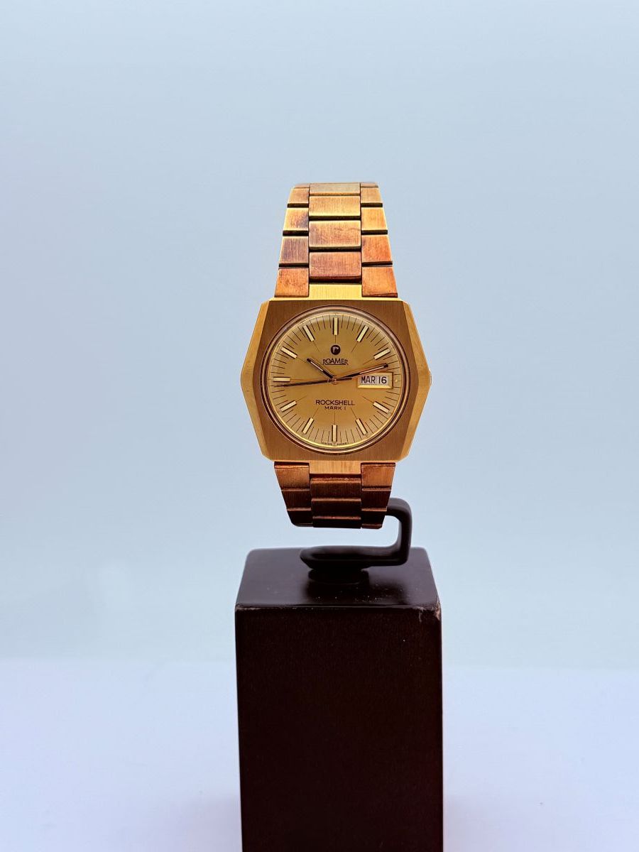 Roamer Rockshell Mark I Automatico Placcato Oro NOS Nuovo