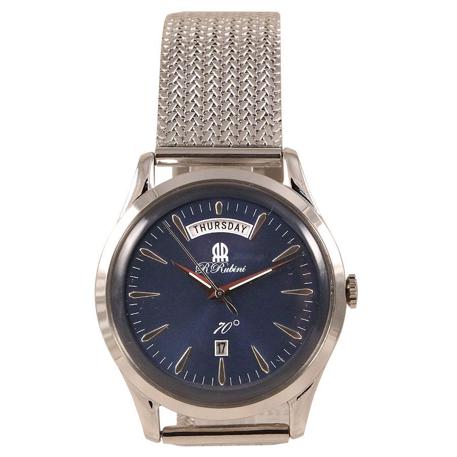 Orologio RRubini Day-Date Classico in Acciaio con Bracciale a Maglia Milano