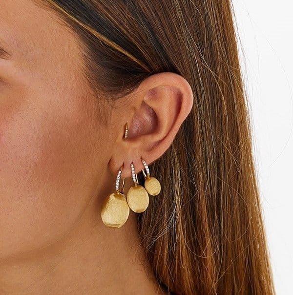 Orecchini Ciliegine Piccoli in Oro Bianco 18k e Diamanti Naturali