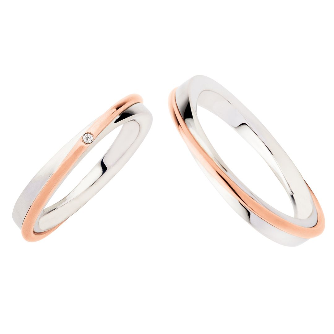 Fede Nuziale Polello Collezione "Il Giro dell'Amore" in Oro Bicolore e Diamante