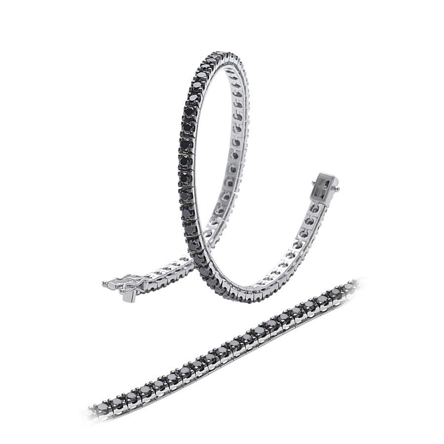 Bracciale Tennis in Oro Bianco 18k con Diamanti Neri (2.10 ct)