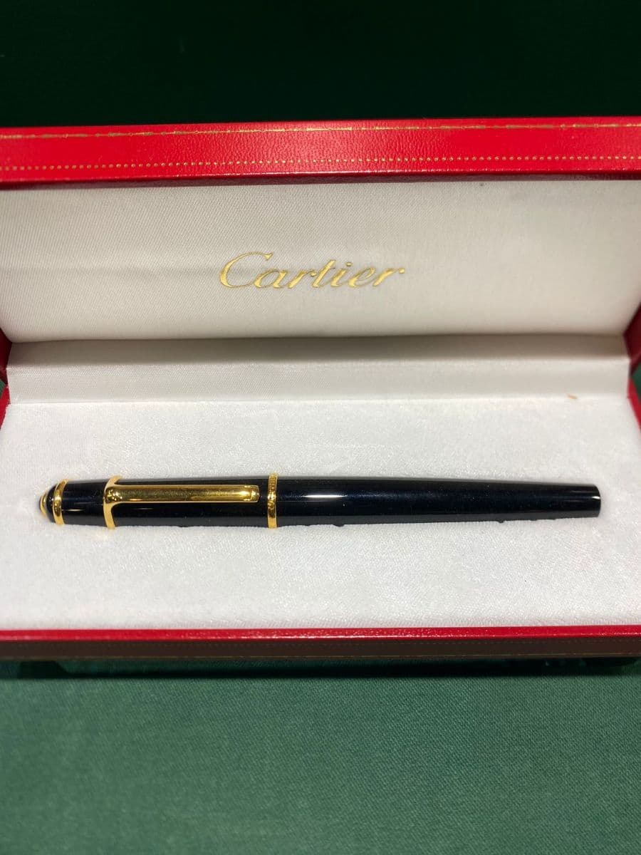 Cartier Stylo M Diablo - Penna Stilografica in Resina Nera con Dettagli Platinati e Zaffiro