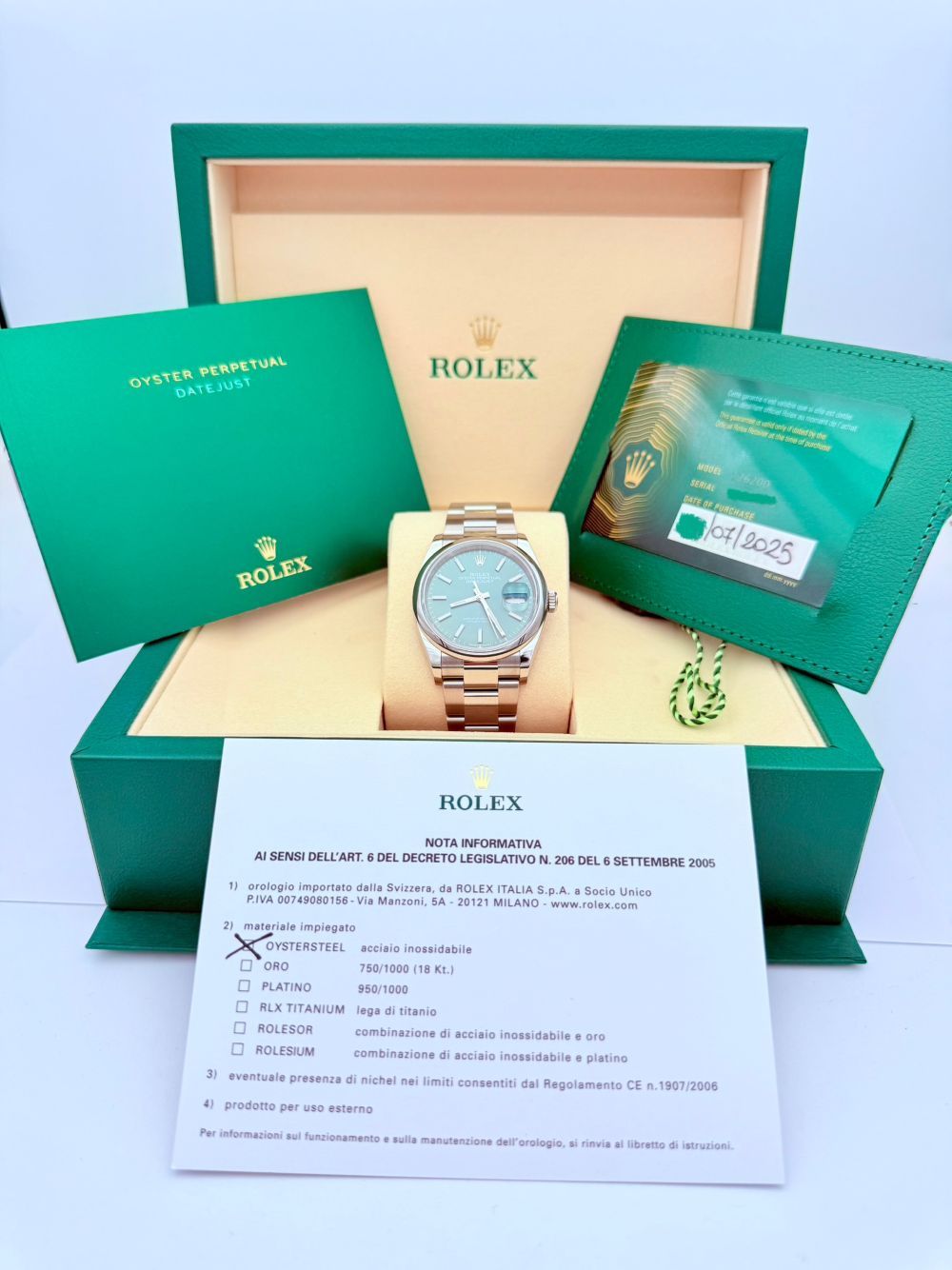 Rolex Datejust 36 Oyster Perpetual - Quadrante Verde Menta