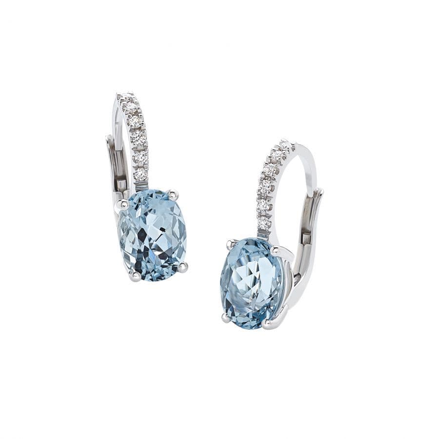 Orecchini Giorgio Visconti in Oro Bianco 18k con Acquamarina Ovale e Diamanti