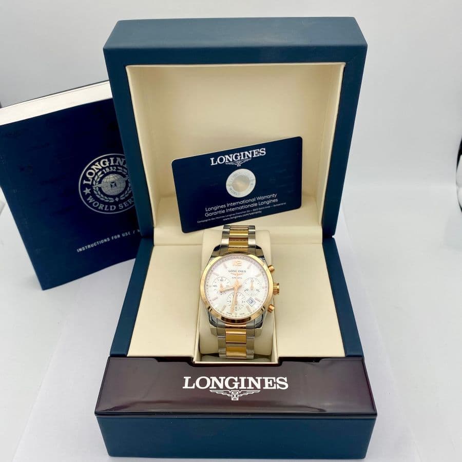 Longines Conquest Classic Cronografo Automatico Acciaio e Oro Rosa