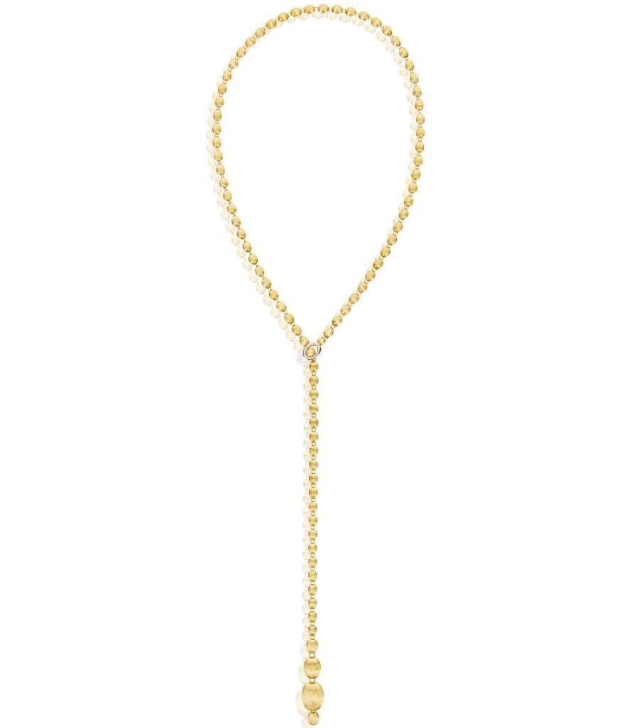 Collana Iconica Ivy Convertibile con Boules in Oro Incise a Mano e Diamanti (Corta)