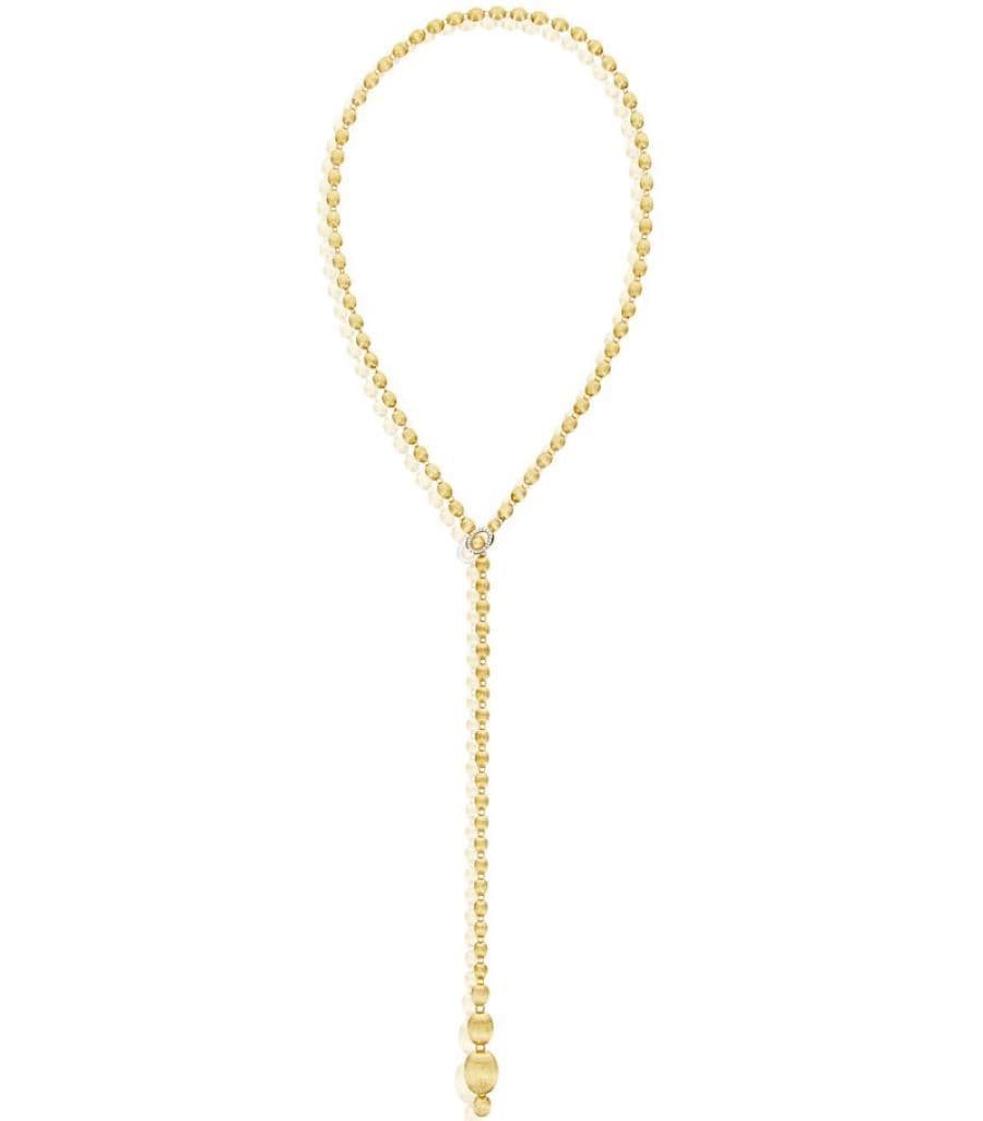 Collana Iconica Ivy Convertibile con Boules in Oro Incise a Mano e Diamanti (Corta)