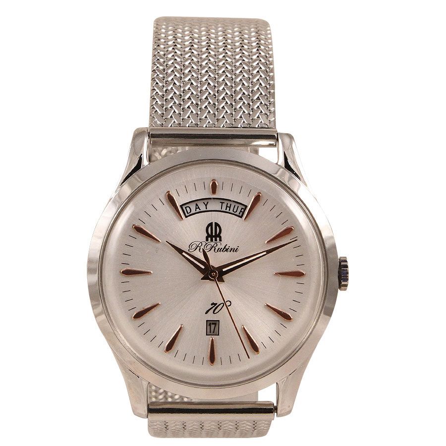 Orologio RRubini Day-Date Classic Acciaio Maglia Milano 38mm