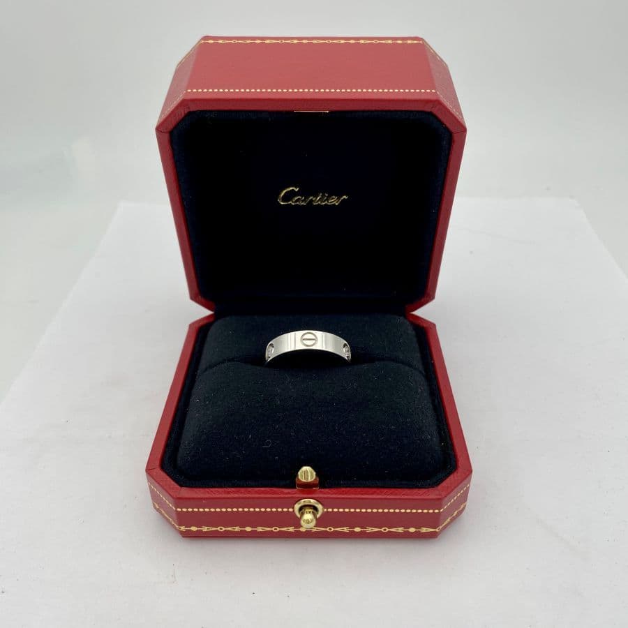 Anello Cartier LOVE in oro bianco 18kt con 3 diamanti, Misura 59