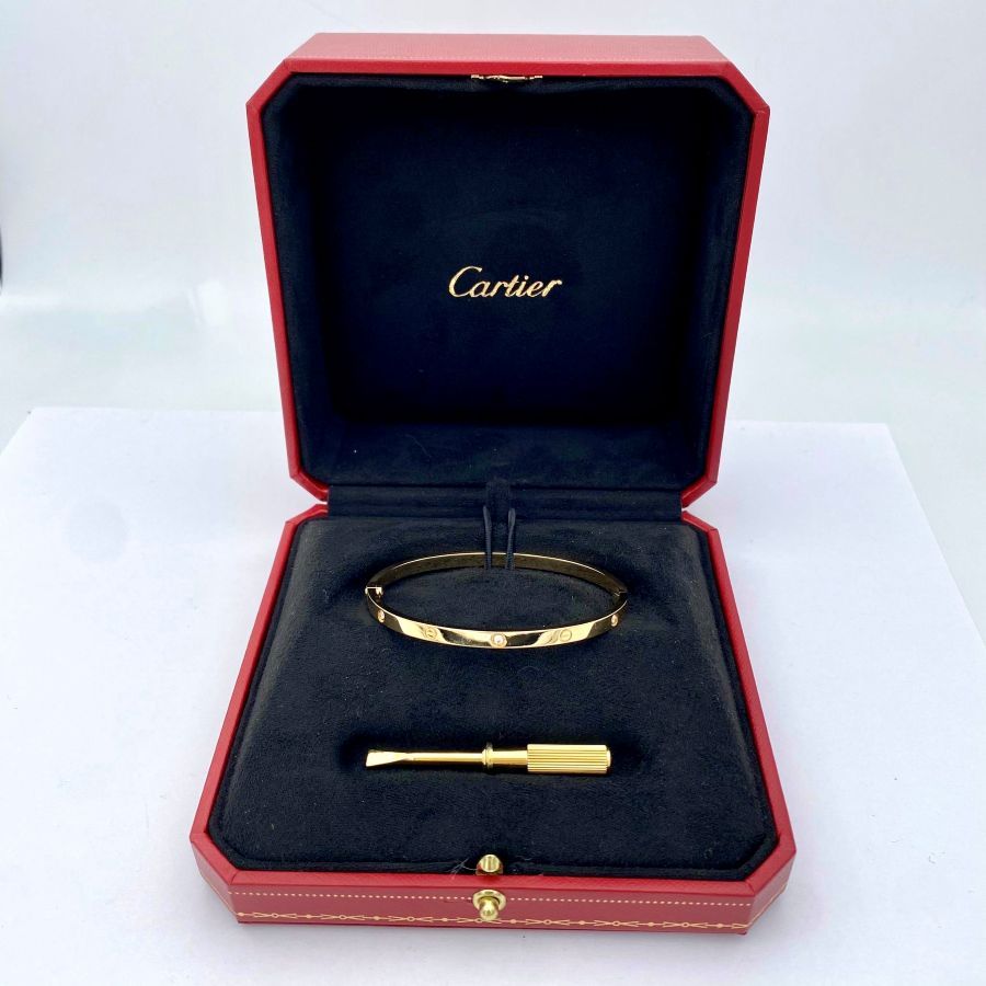 Bracciale Cartier Love Modello Piccolo Mezzo Diamante 6 Diamanti in Oro Giallo 750/1000