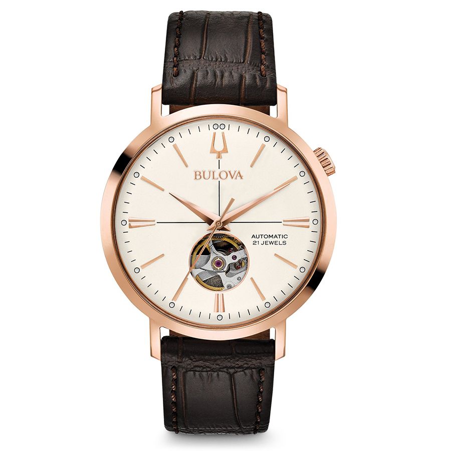 Orologio da Uomo Bulova Classic Aerojet Automatico con Cinturino in Pelle Marrone 97A136
