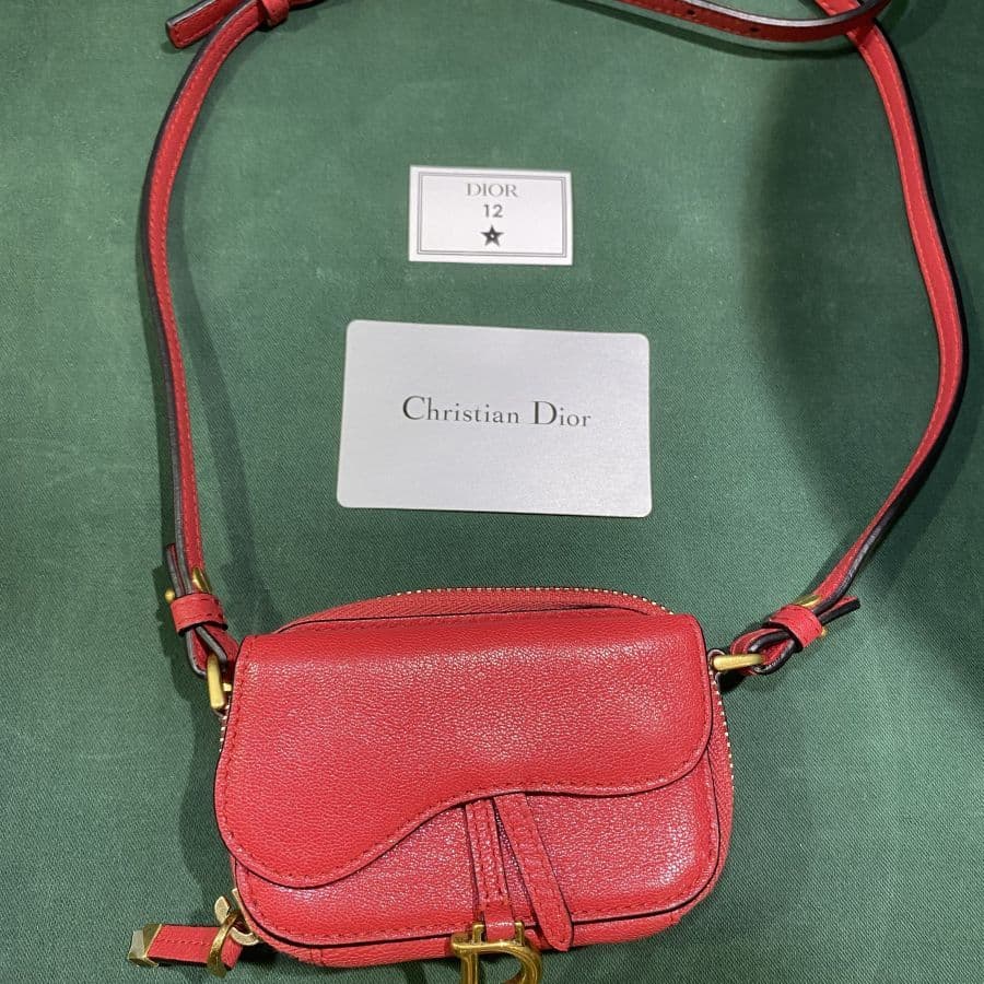 Christian Dior Mini Saddle Bag in Pelle di Vitello Rossa