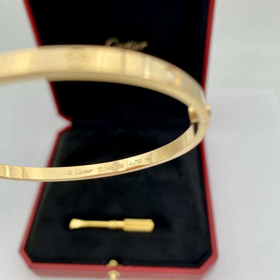 Bracciale Cartier Love Modello Piccolo Mezzo Diamante 6 Diamanti in Oro Giallo 750/1000