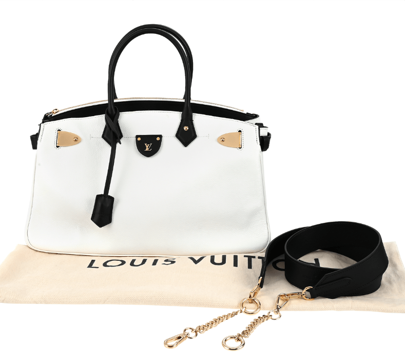 Borsa Louis Vuitton All Set MM in Pelle di Vitello Nera e Bianca, NOS