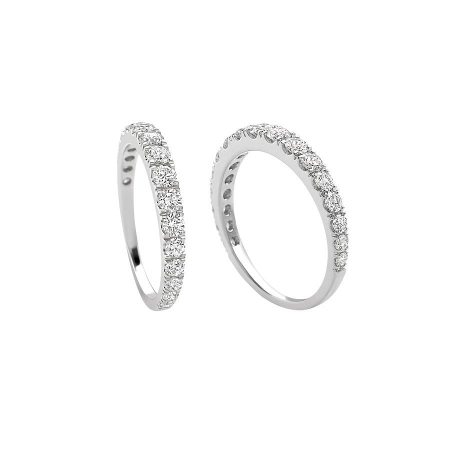 Anello Veretta Giorgio Visconti in Oro Bianco e Diamanti Taglio Brillante a Scalare