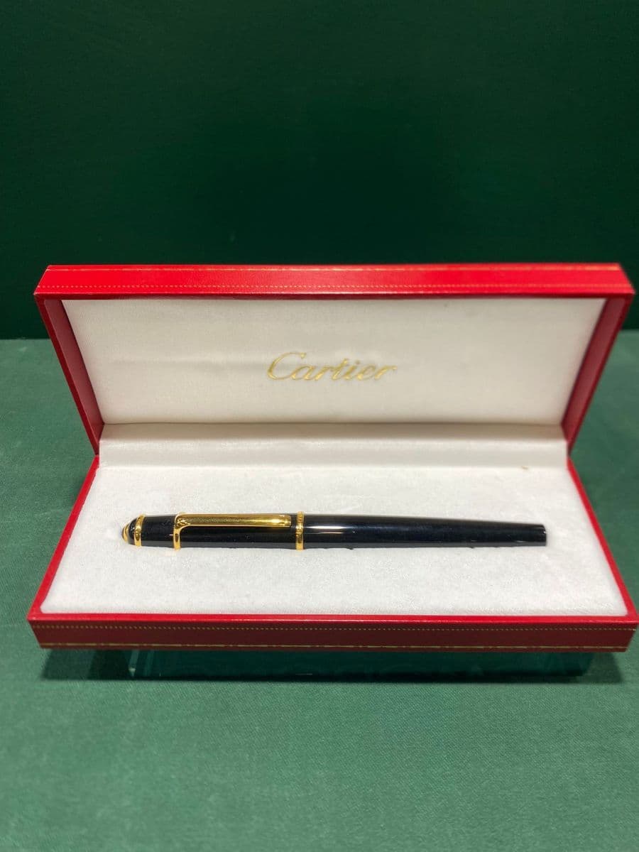 Cartier Stylo M Diablo - Penna Stilografica in Resina Nera con Dettagli Platinati e Zaffiro