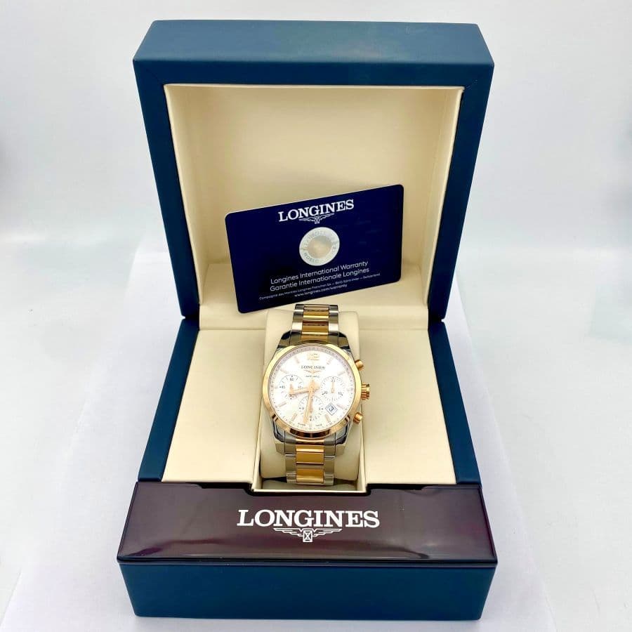 Longines Conquest Classic Cronografo Automatico Acciaio e Oro Rosa