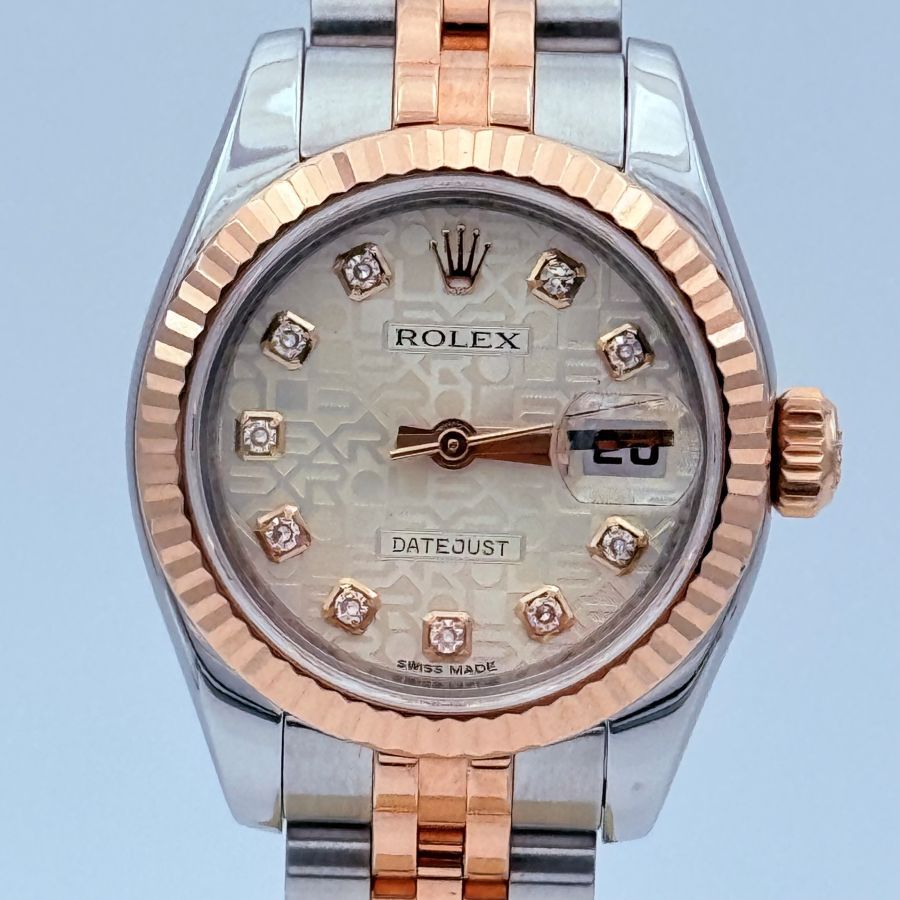 Rolex Lady-Datejust 26 Everose Rolesor Quadrante con Diamanti Full set