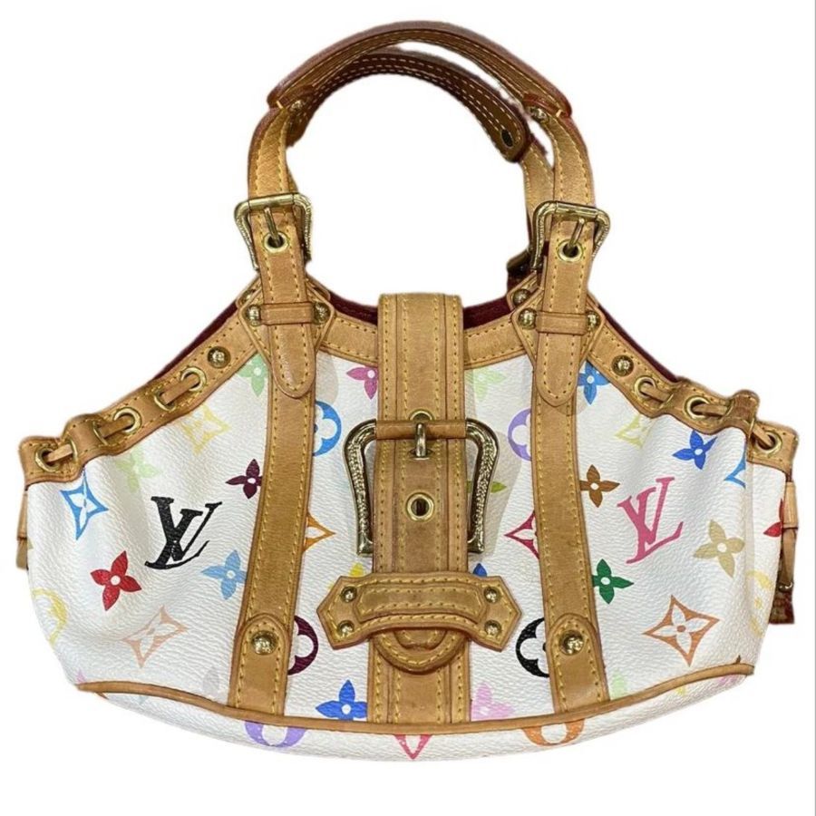 Borsa Louis Vuitton Theda PM Edizione Murakami Monogram Multicolore Bianca