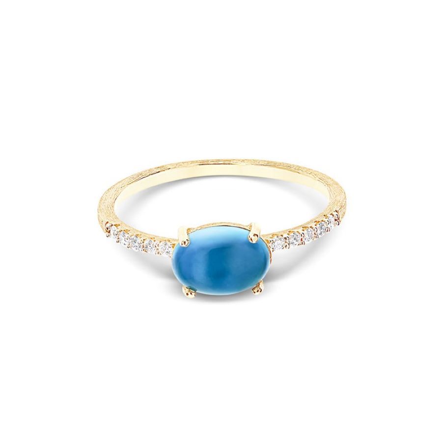 Anello "Dancing Azure" in Oro 18kt, Diamanti e Topazio London Blu (Medio)