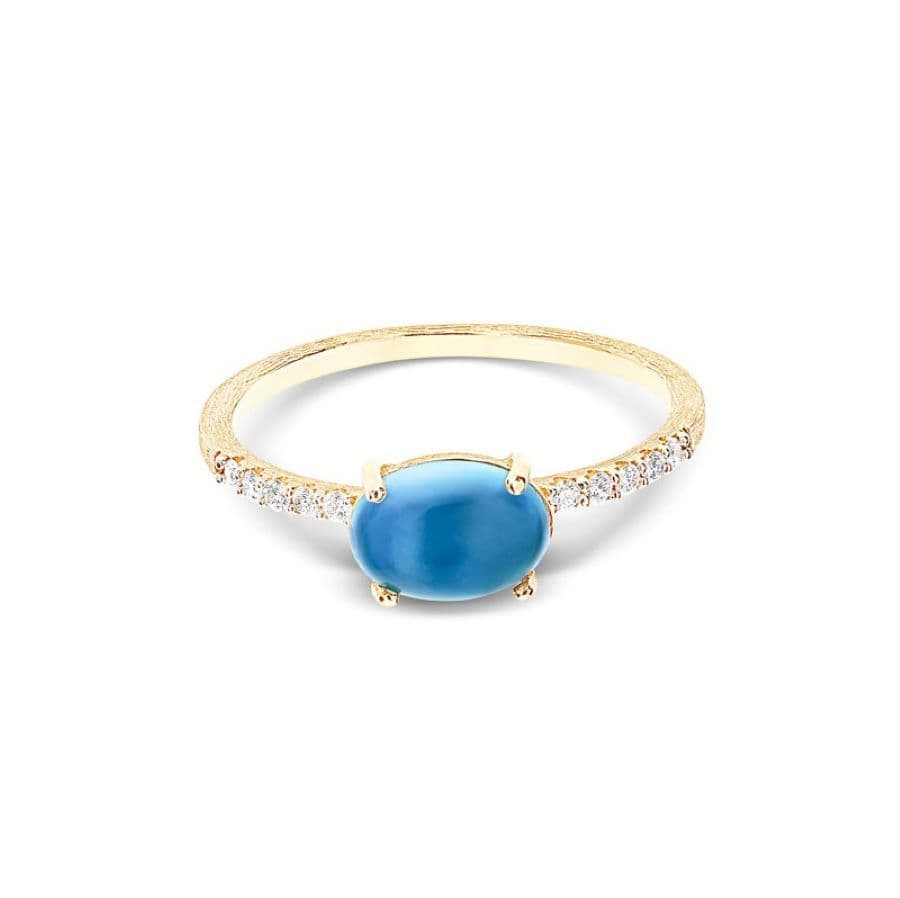 Anello "Dancing Azure" in Oro 18kt, Diamanti e Topazio London Blu (Medio)