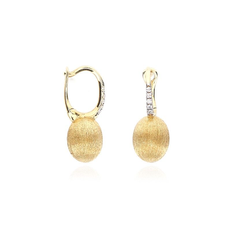 Orecchini Baby Ciliegine in Oro Giallo 18k con Diamanti Naturali