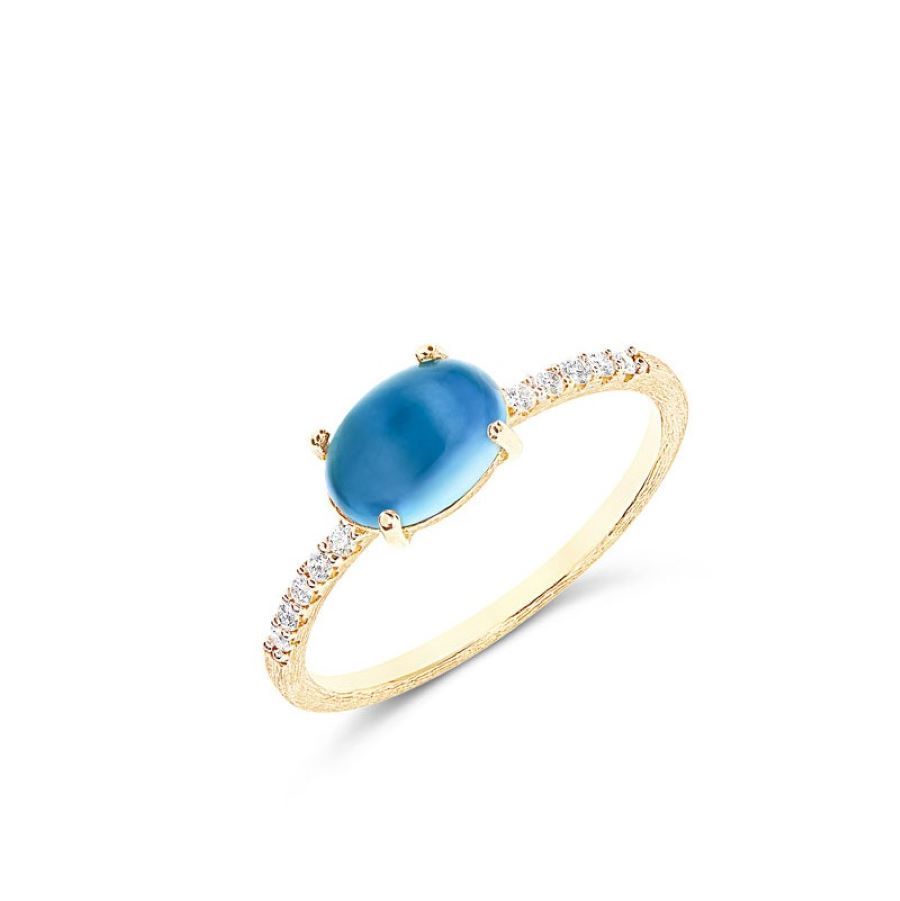 Anello "Dancing Azure" in Oro 18kt, Diamanti e Topazio London Blu (Medio)