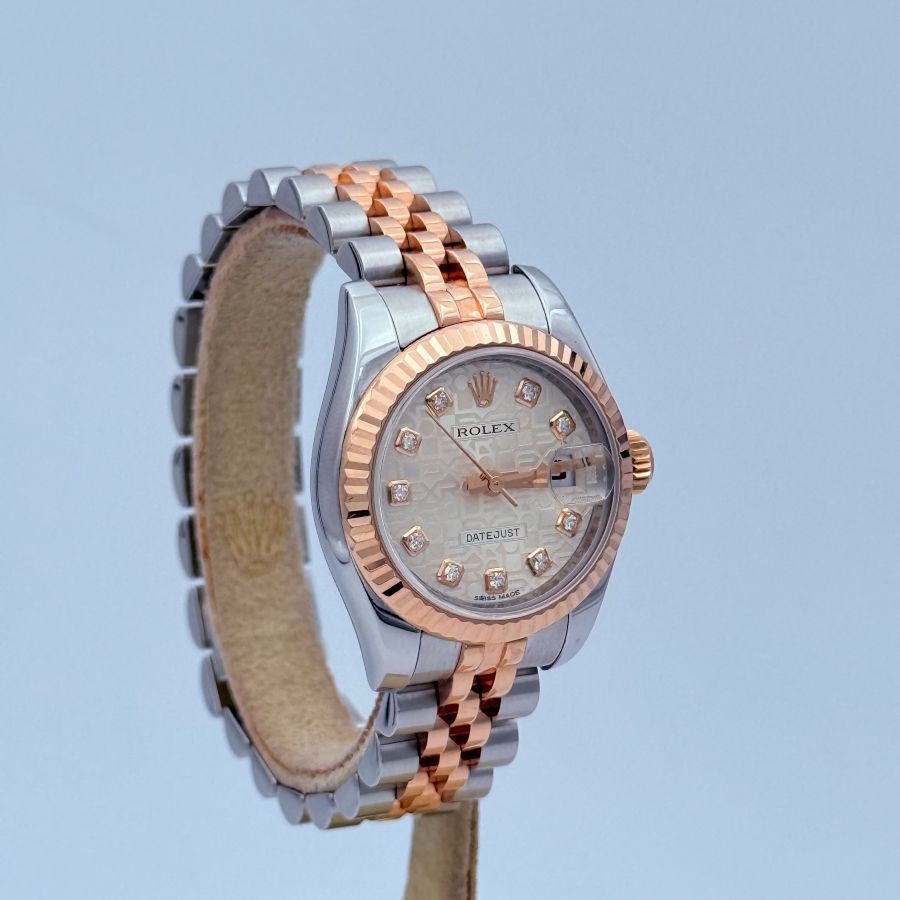 Rolex Lady-Datejust 26 Everose Rolesor Quadrante con Diamanti Full set