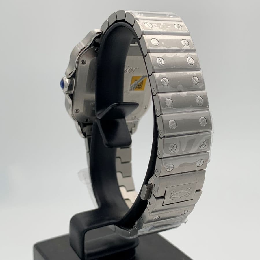 Cartier Santos Modello Medio Quadrante Opalino Argentato Orologio da Uomo WSSA0029