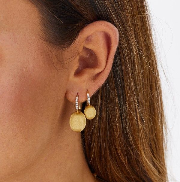 Orecchini Ciliegine Piccoli in Oro Bianco 18k e Diamanti Naturali