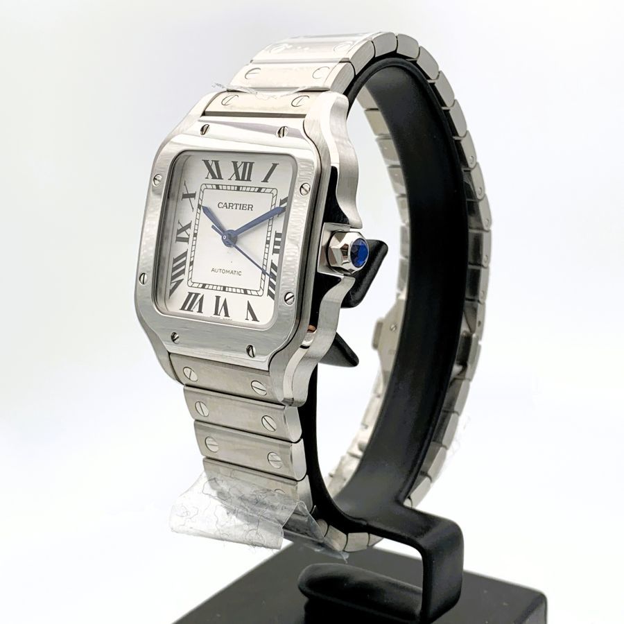 Cartier Santos Modello Medio Quadrante Opalino Argentato Orologio da Uomo WSSA0029