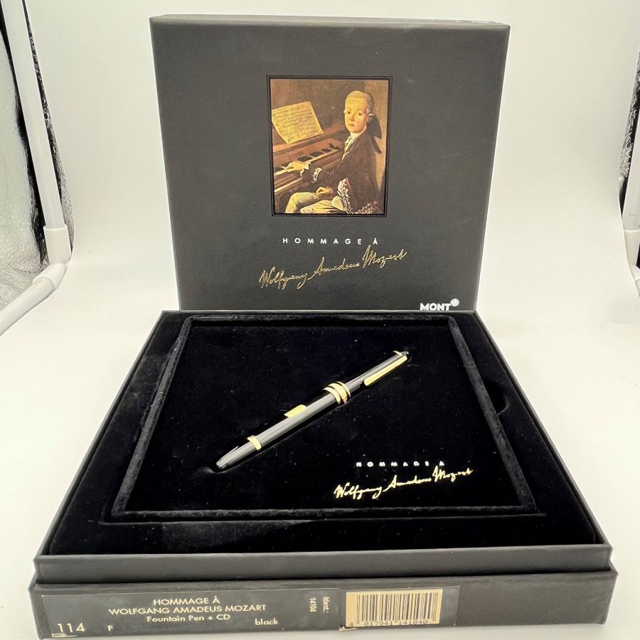 Montblanc Meisterstück Mozart Penna Stilografica Edizione Speciale in Resina Nera e Dettagli Dorati - Full Set NOS