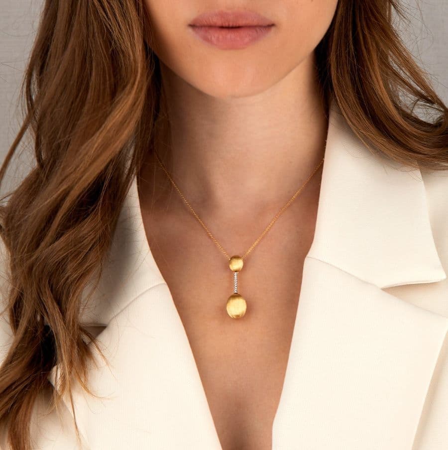 Collana "Dancing Élite" con Ciondolo Elegante in Oro Bianco 18k e Diamanti Naturali