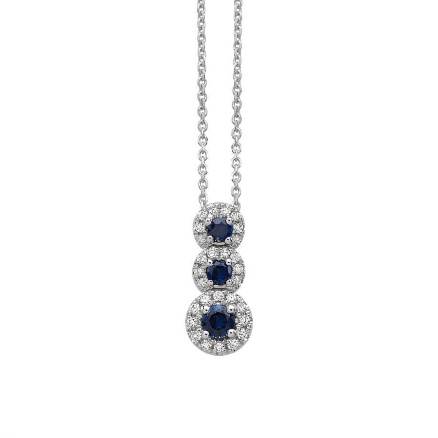 Giorgio Visconti Trilogy Necklace in White Gold with Sapphire and Diamonds