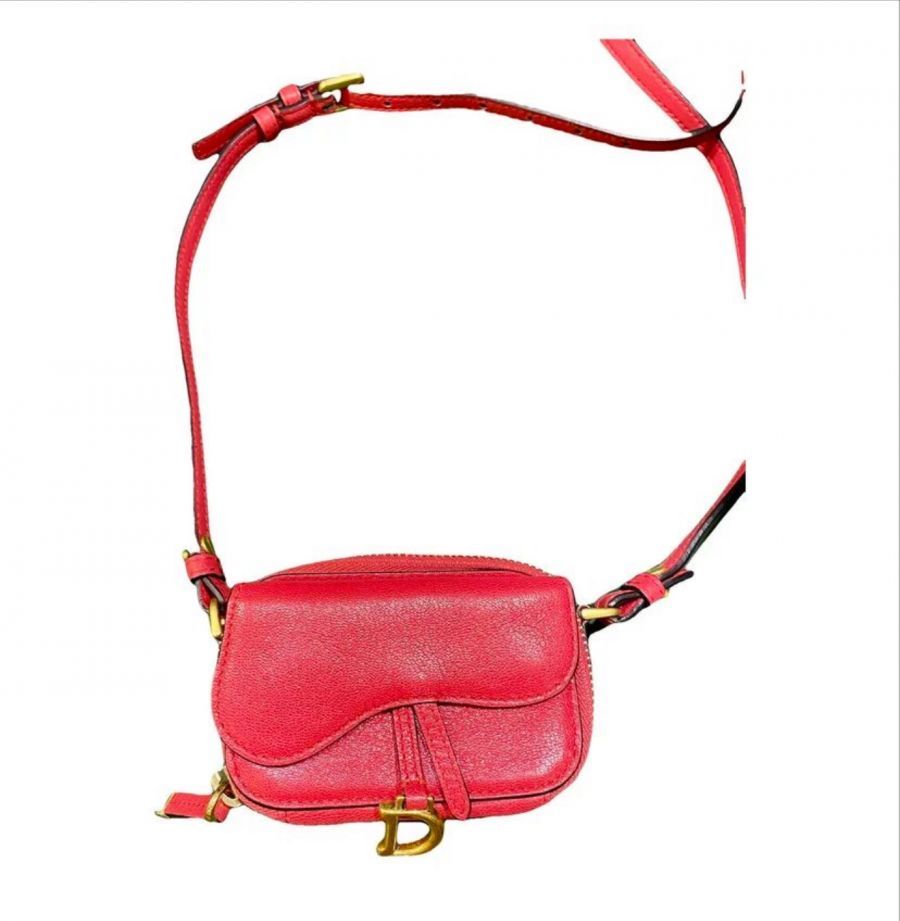 Christian Dior Mini Saddle Bag in Pelle di Vitello Rossa