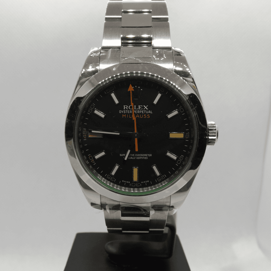 Rolex Oyster Perpetual Milgauss 116400GV Quadrante Z-Blue Vetro Verde